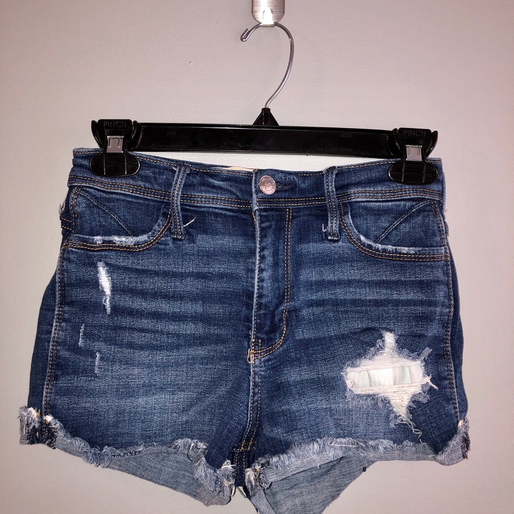 Distressed Dark Blue Denim Women’s Shorts
